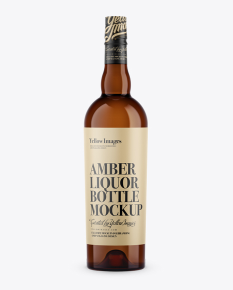 Amber Liquor Bottle Mockup (Front View)