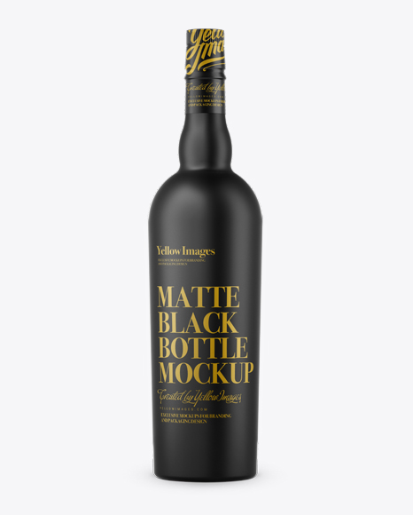 Black Matte Liquor Bottle Mockup - Front View