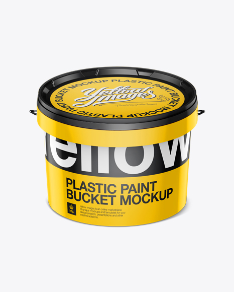 3L Plastic Paint Bucket Mockup - Front view (High-Angle Shot)