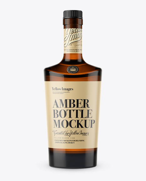 Amber Liquor Bottle W/ Bung Mockup - Front View