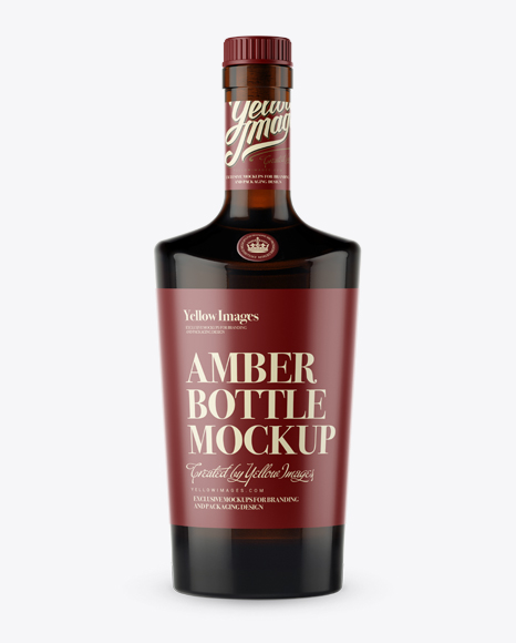 Dark Amber Liquor Bottle W/Bung Mockup - Front View