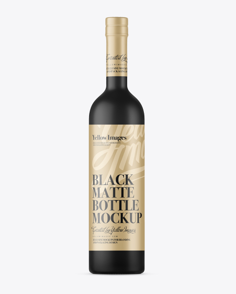 Black Matte Bordeaux Bottle Mockup