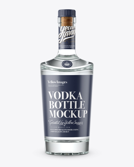Clear Glass Vodka Bottle Mockup - Front View