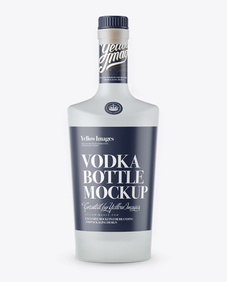 Frosted Glass Vodka Bottle W/Bung Mockup - Front View