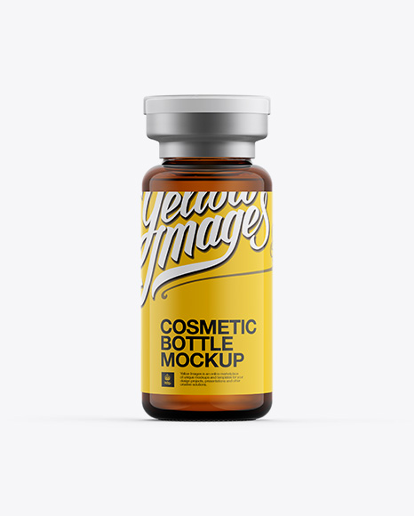 Amber Glass Cosmetic Bottle W/ Flip-Off Cap Mockup