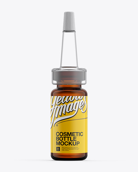 Amber Glass Cosmetic Bottle W/ Dropper Mockup