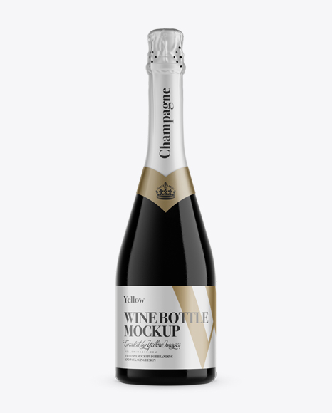 Dark Glass Champagne Bottle Mockup - Front View