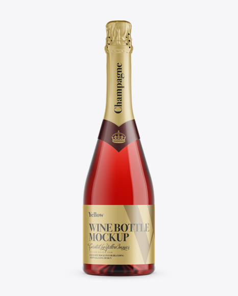 Red Champagne Bottle HQ Mockup - Front View