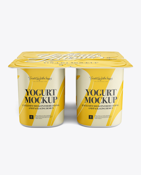 4-Pack Yogurt Mockup