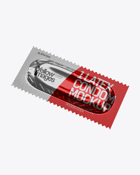 Metallic Condom Sachet Mockup - Halfside View