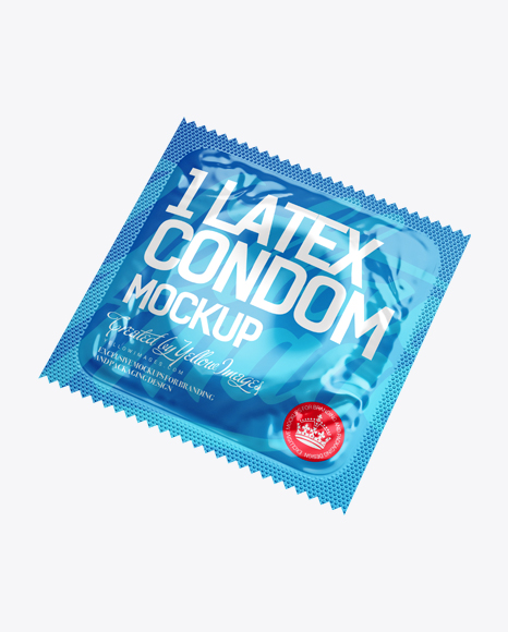 Square Condom Sachet Mockup - Halfside View