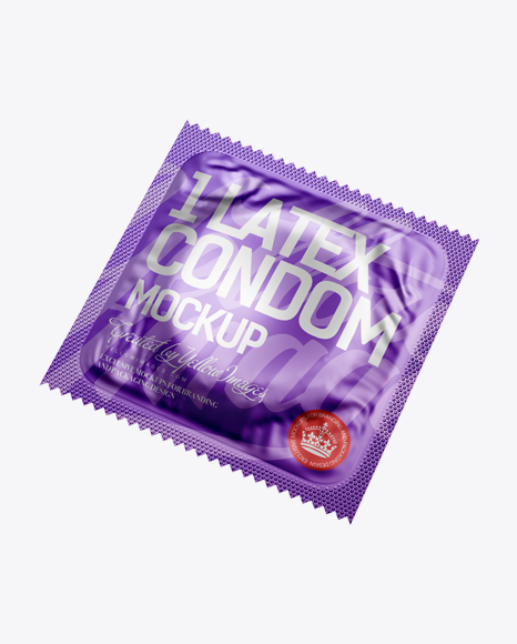 Square Matte Condom Sachet Mockup - Halfside View