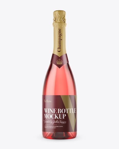 Pink Champagne Bottle Mockup - Front View