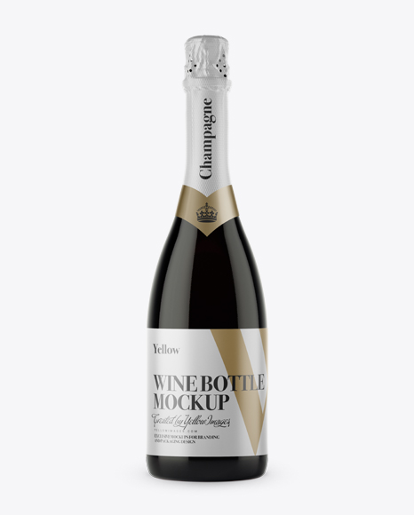 Dark Glass Champagne Bottle Mockup - Front View