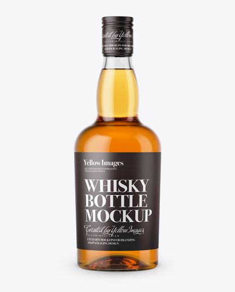 Clear Glass Whiskey Bottle Mockup - Front View