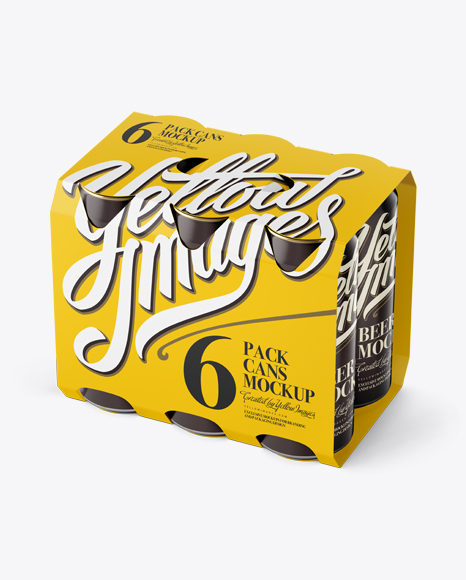 White Paper 6 Pack Cans Carrier Mockup - Halfside View (High-Angle Shot)