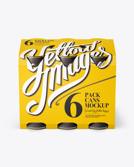 White Paper 6 Pack Cans Carrier Mockup - Front View (High-Angle Shot)