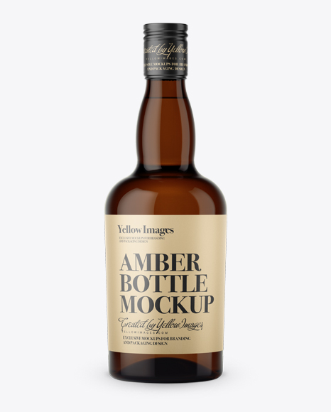 Amber Liquor Bottle Mockup - Front View