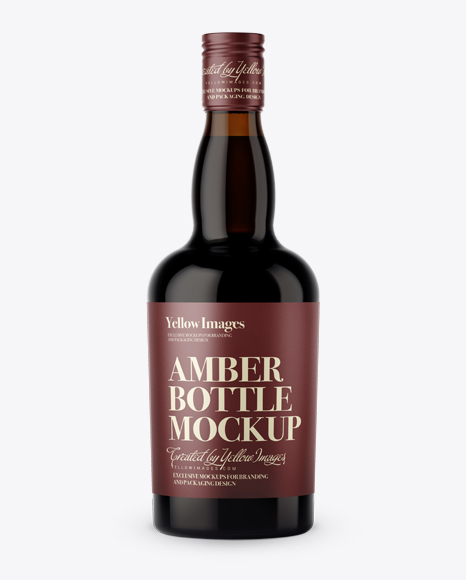 Dark Amber Liquor Bottle Mockup - Front View