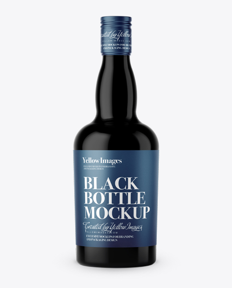 Black Glass Liquor Bottle Mockup - Front View