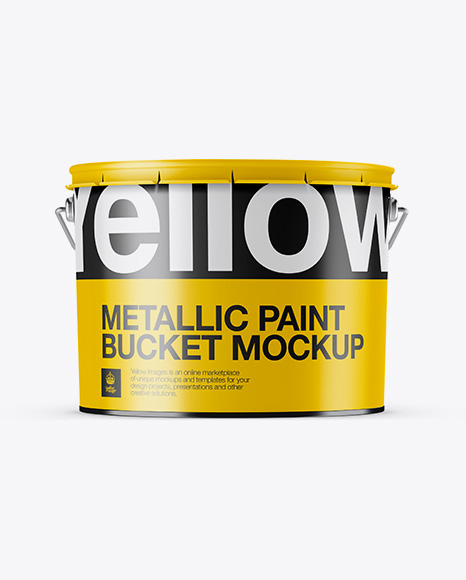 Metallic Paint Bucket Mockup - Eye-Level Shot