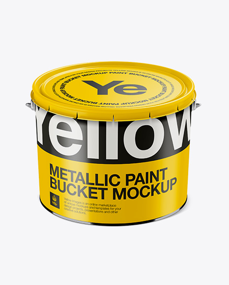 Metallic Paint Bucket Mockup - High-Angle Shot