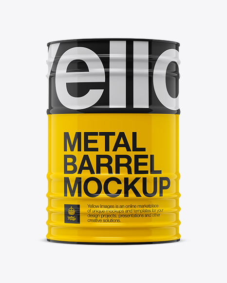 200L Metal Barrel Mockup - Front View (Eye-Level Shot)