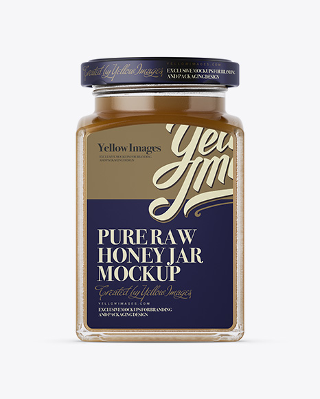 Glass Jar w/ Pure Raw Honey Mockup