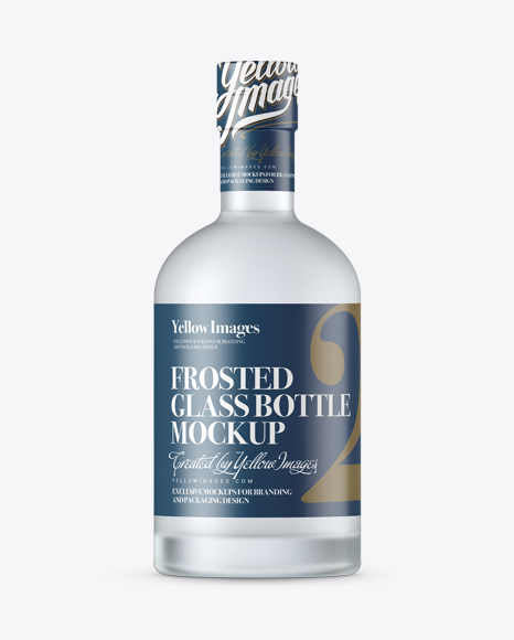 Frosted Glass Oslo Plate Bottle w/ Shrink Band Mockup