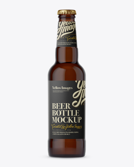 330ml Amber Beer Bottle Mockup