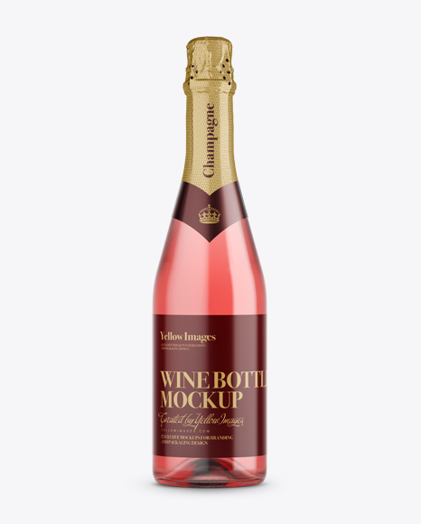 Pink Champagne Bottle HQ Mockup - Front View