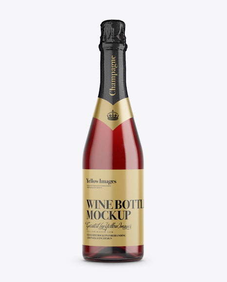Dark Red Champagne Bottle HQ Mockup - Front View