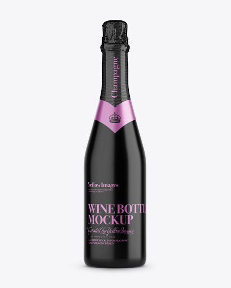 Black Matte Champagne Bottle HQ Mockup - Front View