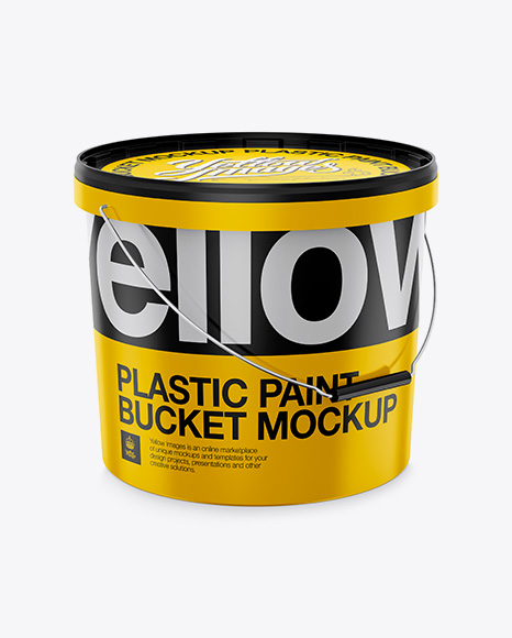 Plastic Paint Bucket Mockup - Halfside View