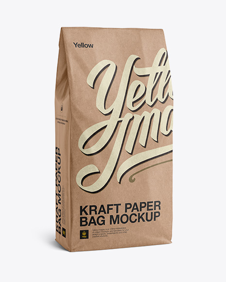 Kraft Paper Bag Mockup - Halfside View