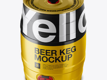 5L Beer Keg Mockup - Front View (High-Angle Shot)