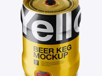 5L Beer Keg Mockup - Halfside View (High-Angle Shot)