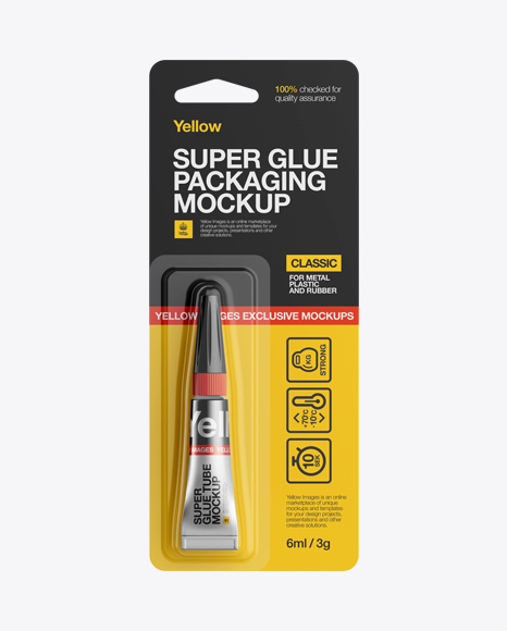 Super Glue Metal Tube Package Mockup - Front View
