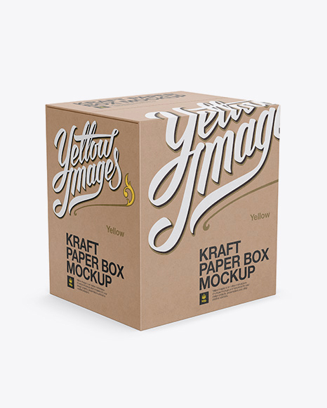Kraft Paper Box Mockup - Half-Side View (High Angle Shot)