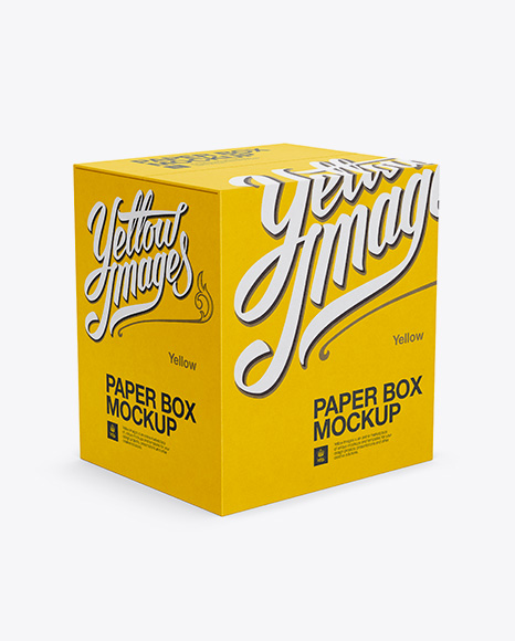 Paper Box Mockup - Half-Side View (High Angle Shot)