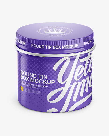 Glossy Round Tin Box Mockup - High-Angle Shot