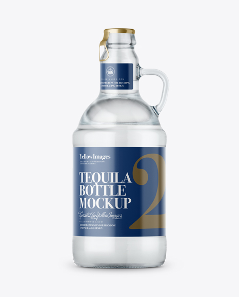 Clear Glass Bottle With Handle Mockup