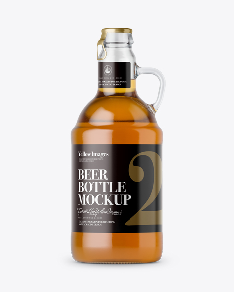 Clear Glass Beer Bottle w/ Handle Mockup