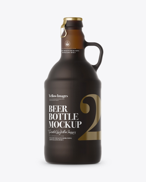Amber Matte Beer Bottle Mockup - Front View
