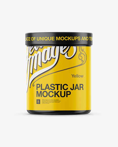 Cylindrical Plastic Jar Mockup - Eye-Level Shot