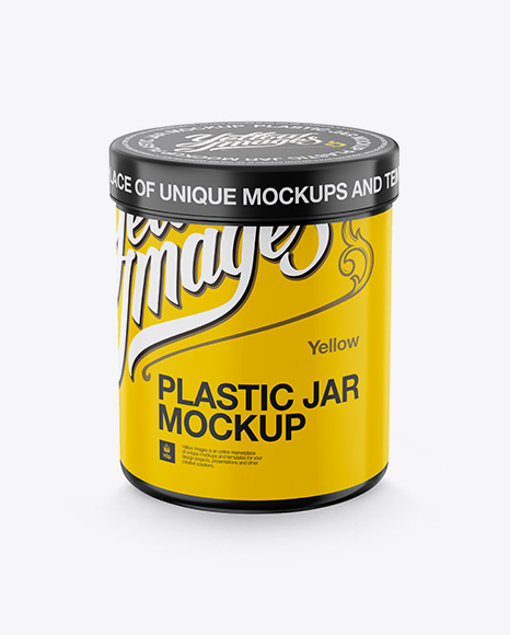 Cylindrical Plastic Jar Mockup - High-Angle Shot