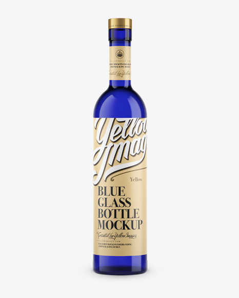Blue Glass Liquor Bottle Mockup