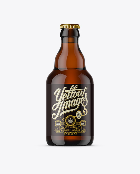 330ml Amber Glass Beer Bottle Mockup