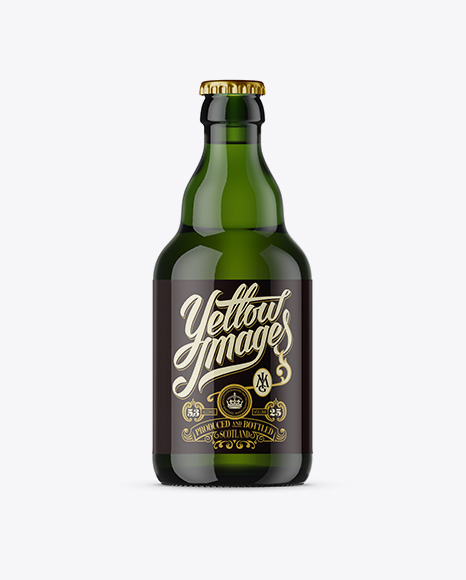 330ml Green Glass Beer Bottle Mockup