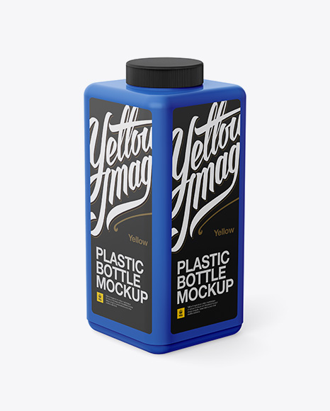Square Plastic Bottle Mockup - High-Angle Shot